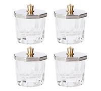 NULYLU 4pcs Nail Art Acrylic Liquid Powder Bowl Glass Crystal Cup Octagonal Shape Portable Lid Prevents Liquid Volatilization Suitable for Family Use Professional Nail Salons