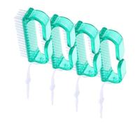 NULYLU 4Pcs Nail Cleaning Brush for Pedicure with Plastic Handle, Small Fingernail and Toenail Scrub Brush for Dust Removal and Nail Care, Green