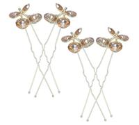 NULYLU 4pcs Rhinestone Hair Forks for Women Cherry Hair Pins Elegant Bridal Accessories for Updos and Loose Waves Sticks
