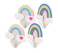 NULYLU 4pcs Self-Adhesive Cloud and Rainbow Hooks for Wall Mounted Hanging in Living Rooms and Bedrooms, Strong Load Bearing and Versatile Decoration Easy No-Drill Installation