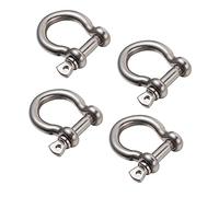NULYLU 4pcs Stainless Steel Horseshoe Shaped D Shackles Heavy Duty Metal Bow Lock for Lifting Towing Tie Downs and Off Road Practical Rigging Accessories