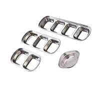 NULYLU 4pcs Stainless Steel Sauce Dipping Plates with Divided Sections, Stable Bottom and Rust-Resistant Design, for Vinegar and Sugar Serving in Kitchen Or Dining