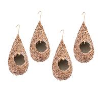 NULYLU 4pcs Teardrop Shaped Woven Bird Nest for Garden Patio Natural Craft for Birds Comfortable Hanging Nesting Home Gift