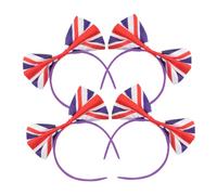 NULYLU 4pcs Uk Flag Bow Headband England Festival Hair Accessories for Women Girls Fashionable Party Hair Band