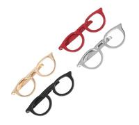 NULYLU 4pcs Unique Mens Tie Clips Made of Alloy with Firm Plated and Polished Finish, Classic Simple Design Featuring Creative Glasses Motif, for Business and Formal Occasions