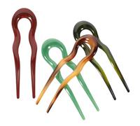 NULYLU 4pcs Vintage U-shaped French Hair Fork Decorative Hair Sticks for Buns Large Retro Chinese in Spotted Green Orange and Burgundy for Women