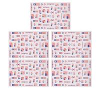 NULYLU 5 Sheets Patriotic Nail Decorations with Red Self Adhesive Stickers for Independence Day 4th of July Manicure, Printing and Versatile Nail Art Decals for Home and Gatherings