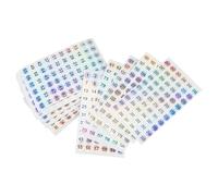 NULYLU 50 Sheets Number Stickers Labels 10mm Round Self Adhesive Sticker with Unique Holographic Designs Fast Convenient Application for Nail Art and Lipstick in Office Workspace