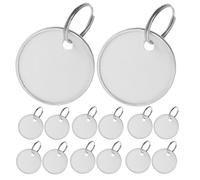 NULYLU 50pcs Metal Key Tags with Split Rings, 1-1/4 Inch Blank Round Paper Labels with Metal Edge for Key Identification and Loss Prevention, Suitable for Flash Drives and Pet Name Tags