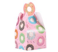 NULYLU 50pcs Party Cake Box Paper with Handle Design Beautiful Printing Pink Doughnut Shape Storage Boxes for Wedding Party