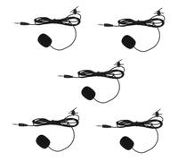 NULYLU 5pcs Clip-on Lavalier Microphones Black Wired Phone Microphone Set for Teaching, Live Broadcast, Interview and Speech Recording