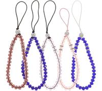NULYLU 5pcs Crystal Bead Phone Wrist Strap for Anti-lost Carry | Lightweight Modern Style, Delicate Beaded Charm for Commuting, Key Ring and Key Fob Use Random Color