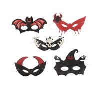NULYLU 5pcs Halloween Party Masks for Adults, Scary Skull and Bat Half Face Masks with Adjustable Fit and Comfortable Polyester Material, for Haunted Gatherings and Cosplay Events