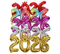 NULYLU 5pcs Jumbo Number Foil Balloons Silver Gold Red for Nye Party Decorations Versatile Holiday Balloon for Graduation Birthday Home Office Festive Decor