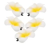 NULYLU 5PCS Plumeria Flower Hair Clips for Fine Hair Lightweight Floral Barrettes for Beach Fashion Tropical Style for Women