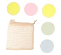NULYLU 5pcs Velvet Makeup Remover Pads Double-sided Cleaning Cloths Drawstring Bag for Easy Storage Reusable Facial Cleaning Pads for Skin Types Random Color