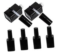 NULYLU 6pcs 15ml Refillable Glass Gel Nail Polish Bottles Black Square Empty Containers with Brush for Diy Nail Art