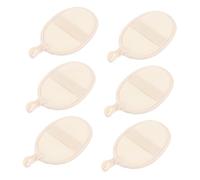 NULYLU 6pcs Beige Synthetic Loofah Bath Towels with Hanging Hole, Exfoliating Body Wash Cloths for Home Bathing, Removes Excess Fat from Pores and Improves Immunity Assorted Assorted