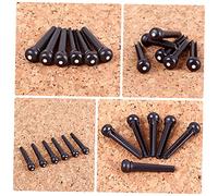 NULYLU 6pcs Black Pom Guitar Bridge Pins with Shell Dot Acoustic Guitar String Studs Classic Style Strengthen Volume and Sweep Picking