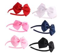 NULYLU 6pcs Bowknot Hairbands for Girls Boy Girl Bow Headbands Decorative Hair Hoops Bowknot Headwear in White Pink Black Red for Everyday Wear