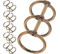 NULYLU 6pcs Brown Alloy Three-Hole Binder Rings Well Polished Smooth Surface, Heavy Duty Clips for Office and School Loose Leaf Binders, Convenient for Organising Documents