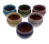 NULYLU 6pcs Ceramic Succulent Container Set with Chic Design and Delicate Details, Simple Flowerpots for Office Or Bar Decoration, Sturdy Plants Pots for Indoor Gardening