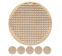 NULYLU 6pcs Circular Wood Chips Cross Stitch Supplies DIY Cross Stitch Plate Versatile Multi-Functional Beige Ornaments for Necklace Or Bookmark