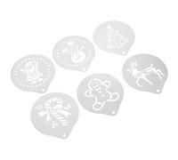 NULYLU 6pcs Coffee Art Stencils Cake Stencil Stainless Steel Creative Molds for Adults and Baking Coffee Shop