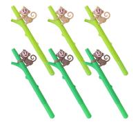 NULYLU 6pcs Cute Monkey Gel Pen Set with Assorted Colours, Decorative Plastic Body and Ergonomic Barrel, for School and Office Writing Supplies