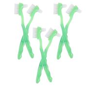 NULYLU 6pcs Double Sided Denture Cleaning Brushes for False Teeth with Soft Nylon Bristles and Plastic Handle, Portable and Comprehensive Cleaning Tool for Seniors at Home or Travel