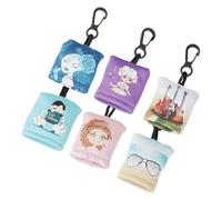 NULYLU 6Pcs Eyeglasses Cleaning Cloths Keychain Set with Printed Designs for Boys, Witches, and Sunglasses - Portable Lens and Screen Cleaner for Glasses and Electronics