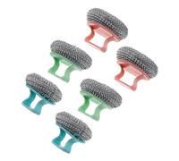 NULYLU 6pcs Stainless Steel Pot Cleaning Scrubber Set with Detachable Handles, Heavy Duty Wire Dish Brush for Kitchen Sink and Non-Scratch Pan Decontamination