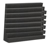 NULYLU 6pcs Trapezoidal Bass Trap Sound Absorbing Foam Panels 7.5x7.5x30cm Black Fire-resistant Acoustic Wall Tiles for Ktv Studio Soundproofing and Noise Reduction