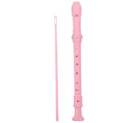 NULYLU 8-hole Soprano Recorder Flute Instrument Set for Beginners Pink Recorder Cleaning Stick Storage Bag and English Manual