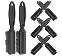 NULYLU 8pcs Beard Fade Brush Set with Long Handle Nylon Bristles Black, Hair Clipper Cleaner and Car Air Vent Cleaning Tool, Professional Neck and Mustache Grooming Brushes for Barbers