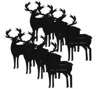 NULYLU 8pcs Black Felt Christmas Cutlery Organizers with Elk Design, Silverware Holders Tableware Bags Set for Holiday Dining and Kitchen Storage