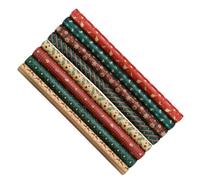 NULYLU 8pcs DIY Wrapping Paper Present Wrappers Retro Delicate Design Classic Christmas Theme Patterns Origami Packaging for Good Decorations Festive Random Style
