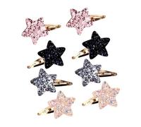 NULYLU 8pcs Glitter Star Hair Clips for Girls Cute Snap Clips Hair Accessories for Boys and Girls Hairstyles for Everyday Wear