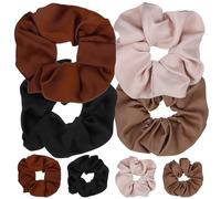 NULYLU 8pcs Scrunchies Elastic Hair Bands Double Sided Linen Comfortable Hair Accessories for Women Assorted Colour Keep from Face Suitable for Writing and Doing Housework