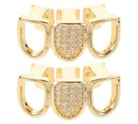 NULYLU Accessory Design and Everyday Versatile Fashion for Cosplay 2pcs Hip Hop Teeth Grill Copper with Hollow Metal Golden Street Trend Tooth Cap Party for Adults