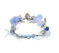 NULYLU Adjustable Fairy Crown Flower Headband for Women Comfortable to Wear Delicate Fabric and Iron Bridal Hair Accessory for Weddings and Parties