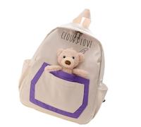 NULYLU Backpack White Cloth Backpack with High-end Zipper and Adorable Design, for Going to School and Shopping, School Bag for Female Friends