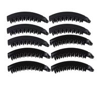 NULYLU Banana Hair Clips Large Black 10Pcs Toothed Spring for Women Hair Buns