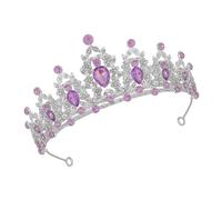 NULYLU Baroque Crown Headpiece for Weddings Elegant Crystal Tiara Purple for Bridal Birthday Pageant Prom and Special Occasions Vibrant Colors Lightweight Design Durable Beauty