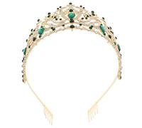 NULYLU Baroque Style Crown Rhinestone Tiara for Women Bride Wedding Hair Accessory Vintage Queen Headpiece for Parties Cosplay