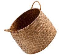 NULYLU Baskets Wicker Decorative Storage Baskets Made from Natural Seagrass Rustic Japanese Style with Side Handles for Storage for Decluttering Shelves Desktop Flower Arrangement