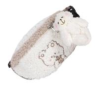 NULYLU Bear Pattern Waist Bag for Women Lightweight Plush Fanny Pack with Metal Details, Simple Design for Traveling and Working, Fashionable White Waist Pouch for Cards and Coins