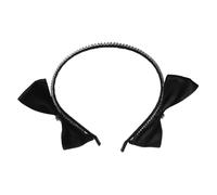 NULYLU Black Bow Headband for Women Rhinestone Embellished Hair Bow Accessory Elegant Stylish Hairband for Parties Weddings and Daily Wear Versatile Black Hair Band for Fashionable Looks
