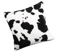 NULYLU Black Cow Print Plush Throw Pillow Cover, Square Sofa Cushion Case with Zipper, Soft Decorative Cushion Protector for Office, Car, and Home Use