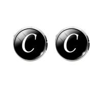NULYLU Black Glass and Copper Cuff Links for Men, Simple Design round Sleeve Cuff-link Electroplating, Easy to Clean Novelty Collar Button Cuff Links for Suit Shirts